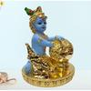 Makhan Krishna Idol for Home Decor, Office Desk | Laddu Gopal Murti for Gifting | Small Statue | Makhan Chor | Bala Krishna for Puja (4 X 3)