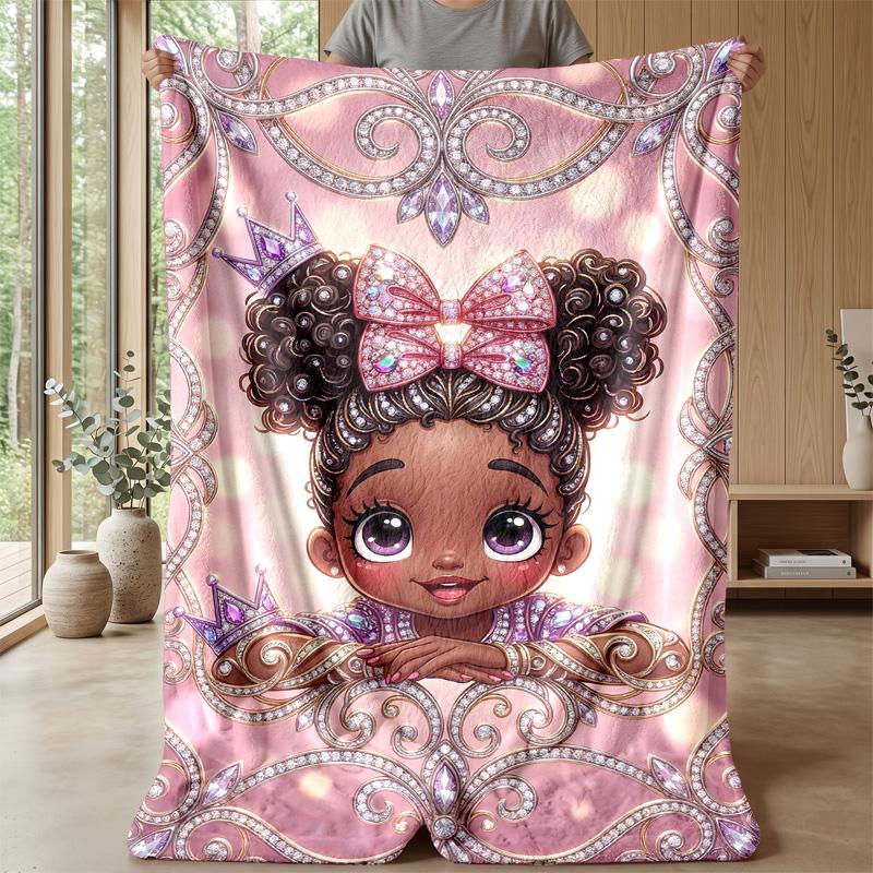 Princess in Sparkling Crown Theme blanket Lightweight Warm Flannel Blanket Decorative Throw Blanket for Home Decoration