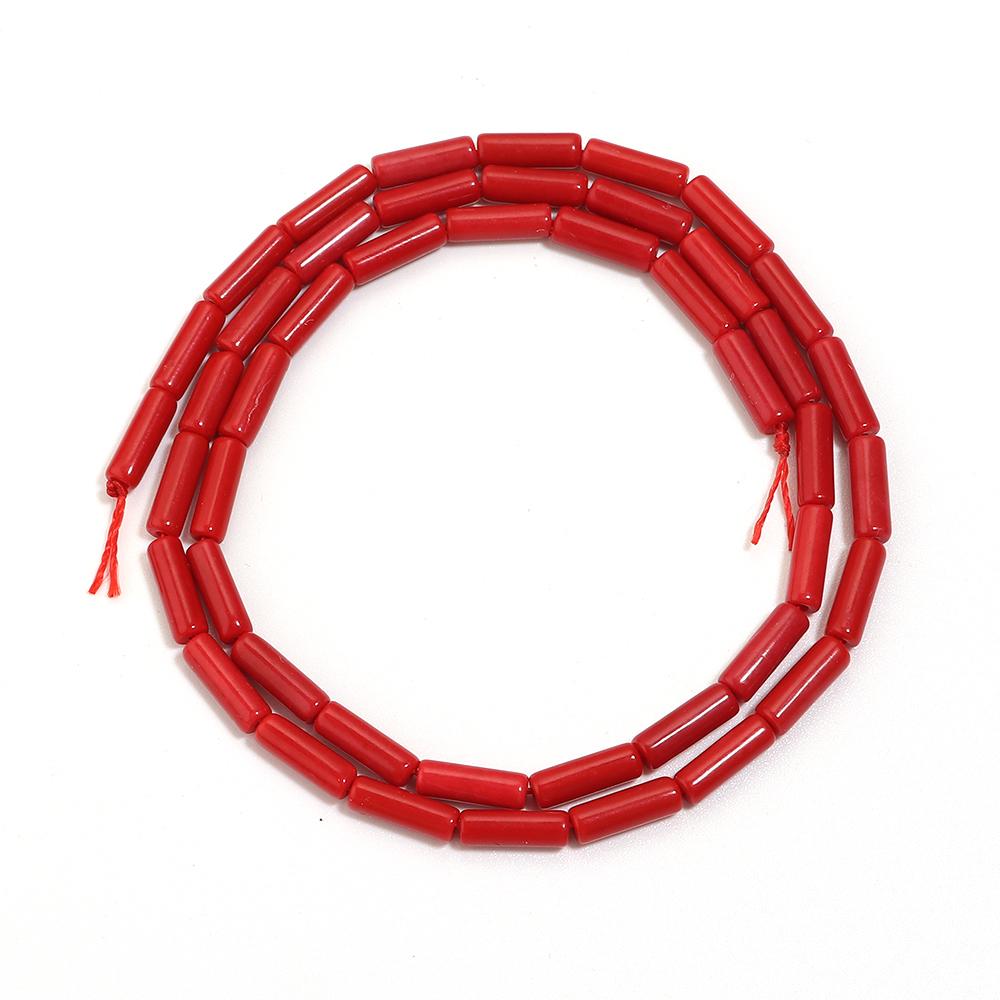 Natural Stone Beads Imitation Red Coral Cylindrical Gemstone Loose Beads For Jewelry Making DIY Bracelets Necklace Accessories