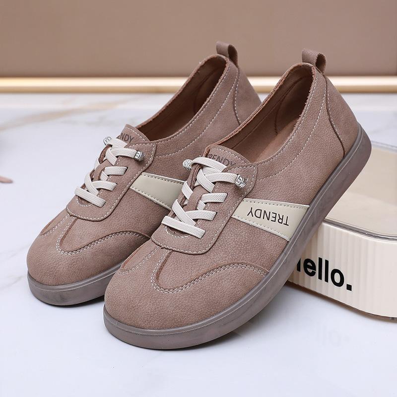 Shoes women's 2025 spring new fashion soft-soled casual shoes non-slip versatile lace-up sports shoes round head flats