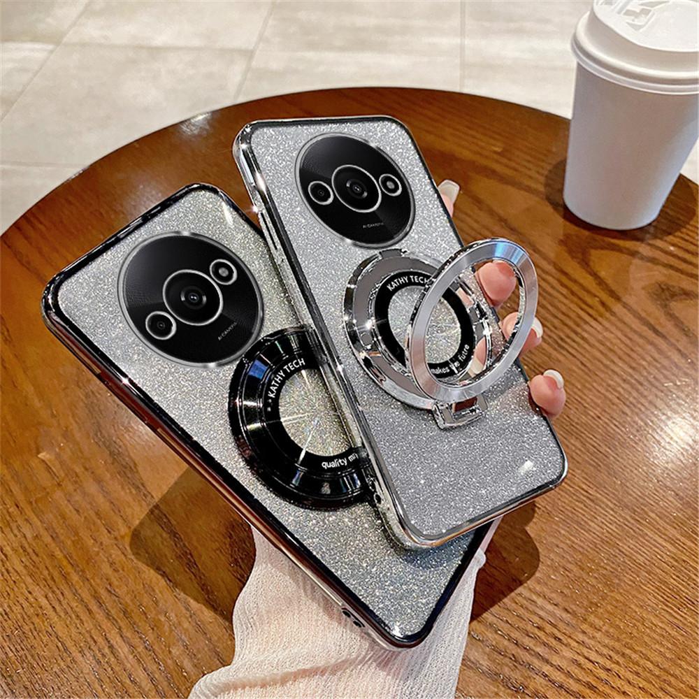 Redmi A3 Case Luxury Plating Magnetic Stand Holder Glitter Case For Xiaomi Redmi 13C 9C 9A 10 10A 10C 12 12C A1 Plus Soft Cover