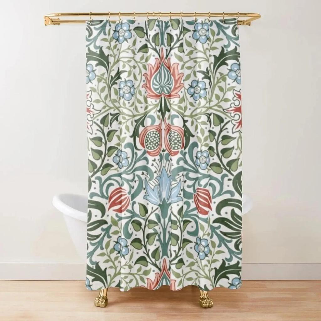 Exquisite Floral and Bird Pattern Print Water-resistant Shower Curtain with Vintage Design for Elegant Bathroom Decor