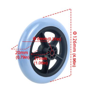 5-Zoll Rollstuhl Vorderrad Anti-Rutsch Ersatz Vollgummi Rad Verschleißfest Reise-Trolley Rolle