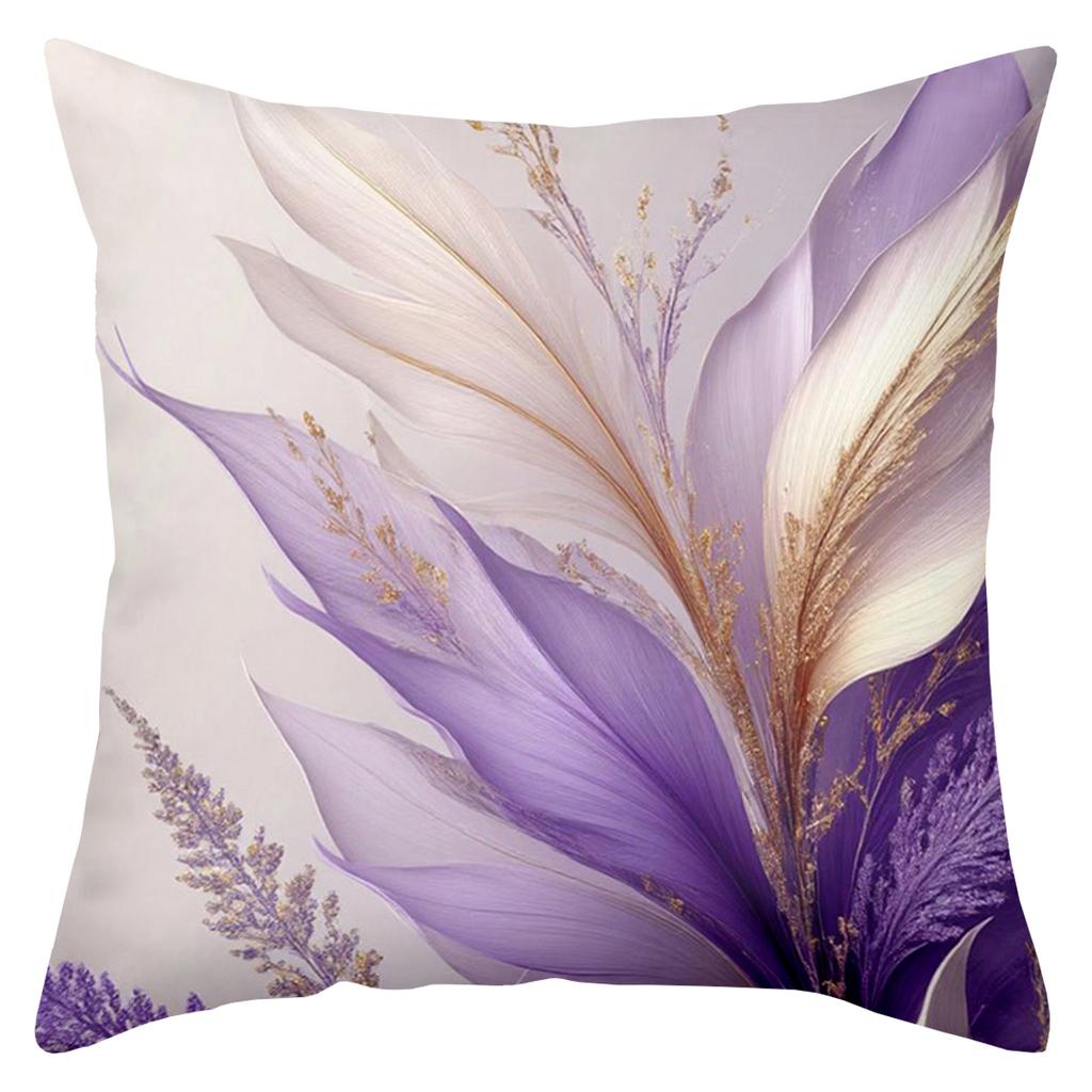 Purple Flower Printed Cushion Covers For Home Decor Polyester pillowcase, sofa decorative cushion cov Headboard Pillow