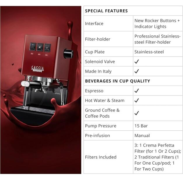Кофемашина Gaggia RI9480/12 New Classic rot