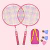 Kids Badminton Racket 2Pcs Set with 3 Balls Non-Slip Soft Grip Portable for Beginner Training Outdoor Beach Activities