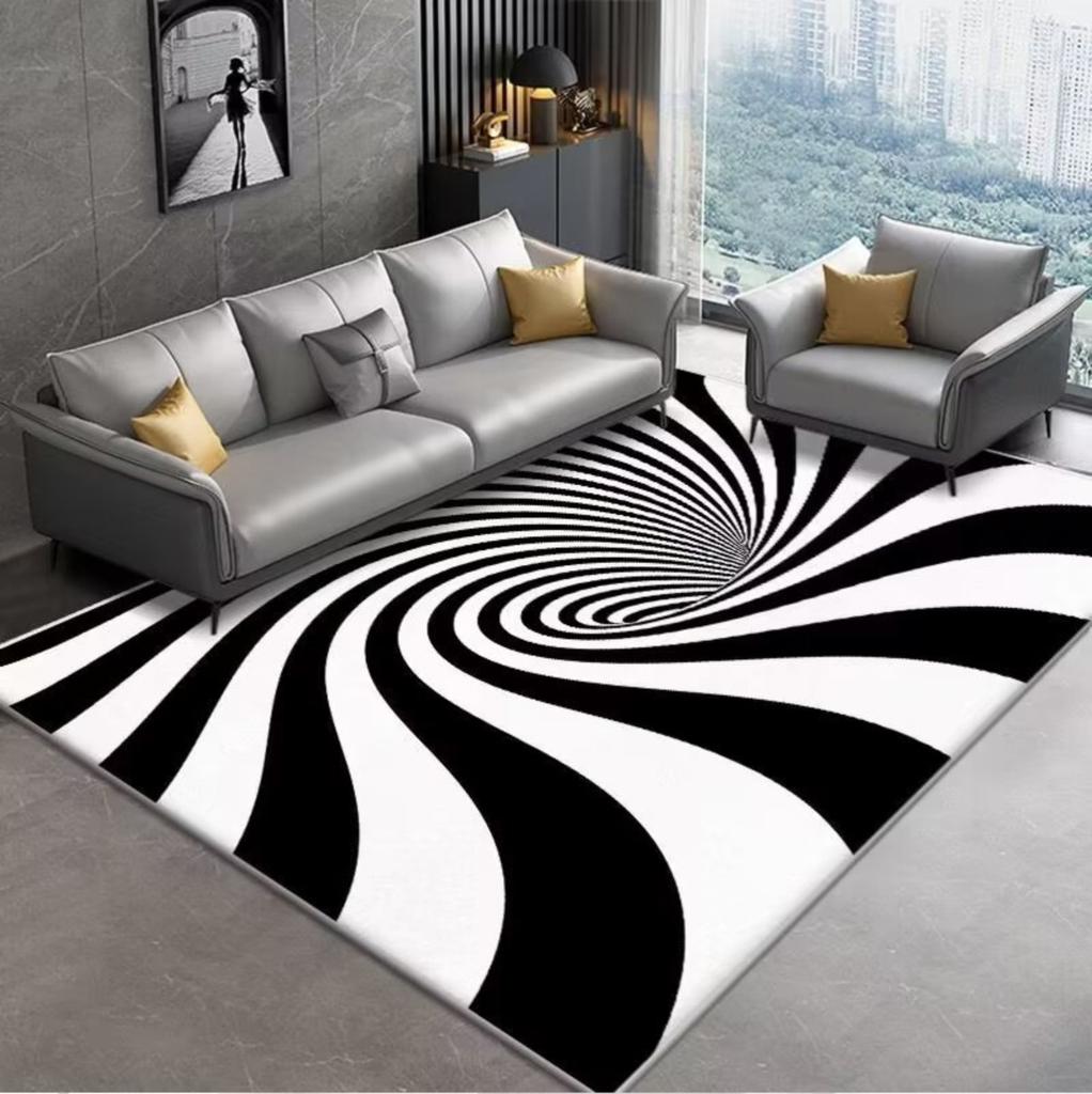 3D Stereoscopic Visual Square Living Room Carpet Illusions Trap Pattern Entry Bedroom Coffee Table Floor Mat