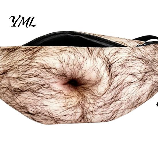 Novelty Prank Gift for Men Funny Belly Bag, Realistic Big Waist Fanny Durable Artificial Leather Pack with Adjustable Strap, Gag Dad Husband