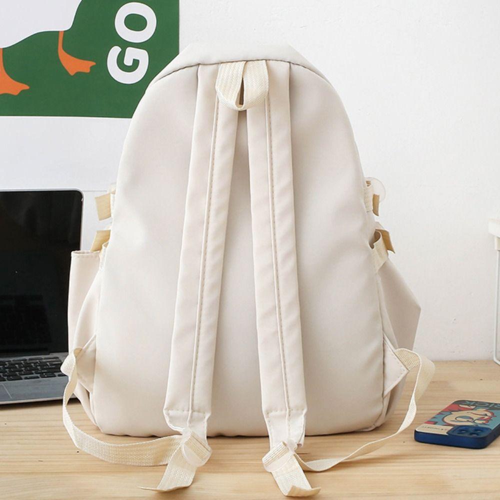 New Large Capacity School Bag Solid Color Portable Travel Bag Canvas Adjustable Strap Students Backpack Unisex