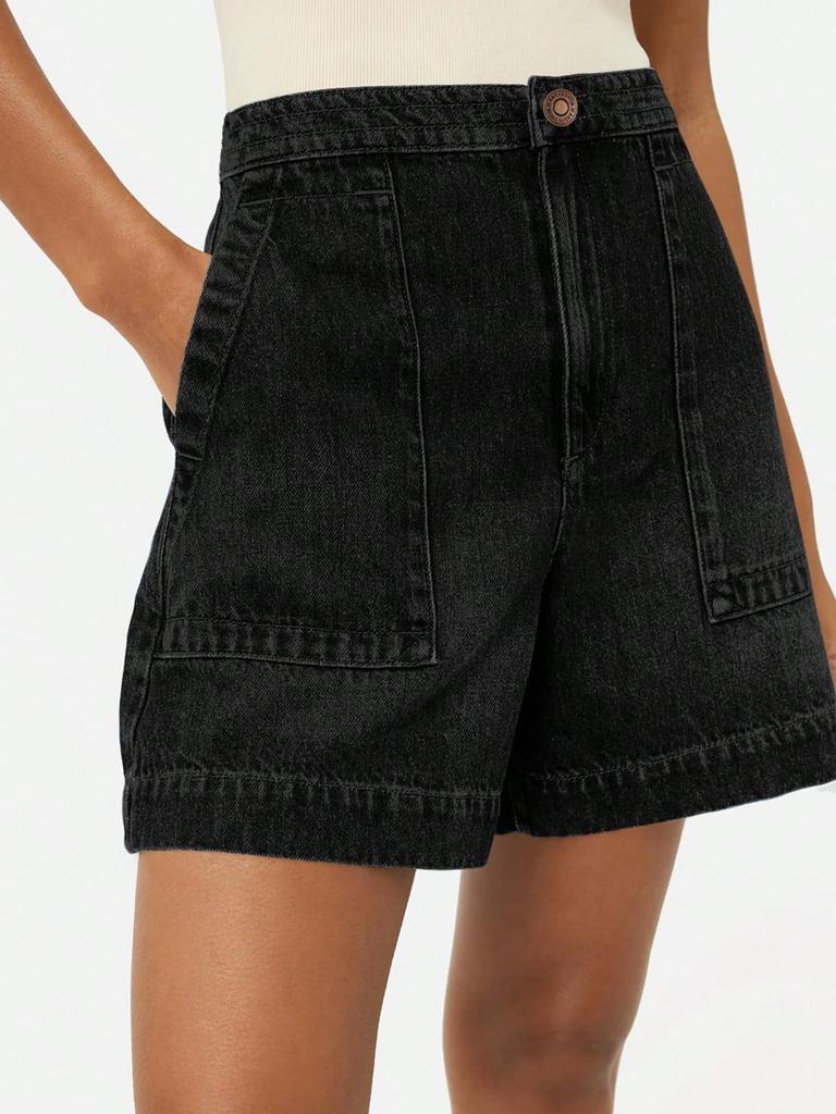 Women's High Waist Wide Leg Denim Shorts Casual Summer Jean Shorts with Pockets