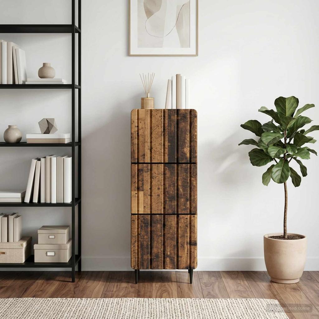 Drawer Cabinet Reclaimed Wood Look 33 x 34.5 x 92 cm Engineered Wood