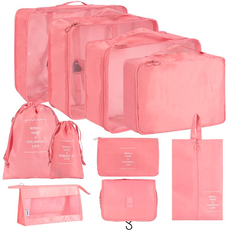 

10Pcs/Set Travel Essentials Clothes Shoes Storage Bags Oxford Cloth Luggage Organizers Pink