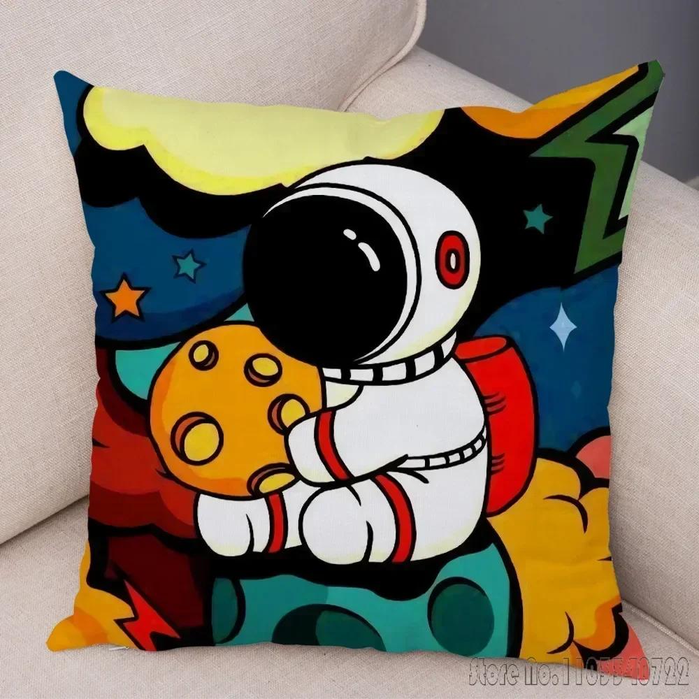 Anime Cartoon Astronauts Cosmic Sky Cushion Cover Plush Pillowcase Pillow Case Shams Party Sofa Home Decor 45x45cm Kids Gift
