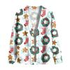 Women's Casual Christmas Print Button Jacket, Outerwear for Holiday Parties and Daily Wear