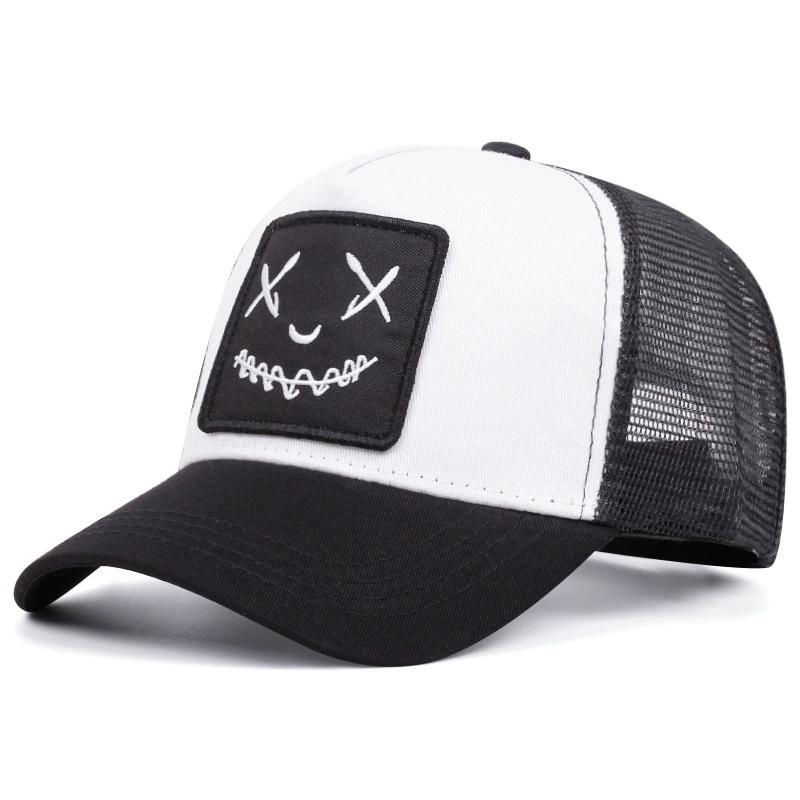 Unisex Ghost Face Embroidery Baseball Net Caps Spring and Summer Outdoor Adjustable Casual Hats Sunscreen Hat