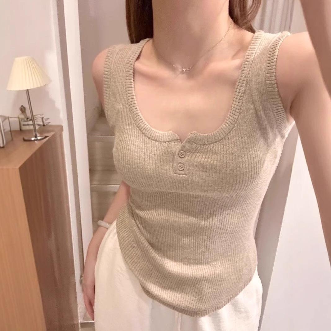 

Chic 2025 Women s Solid Color Sleeveless Tank Top One Size (Recommended for up to 125 jin)