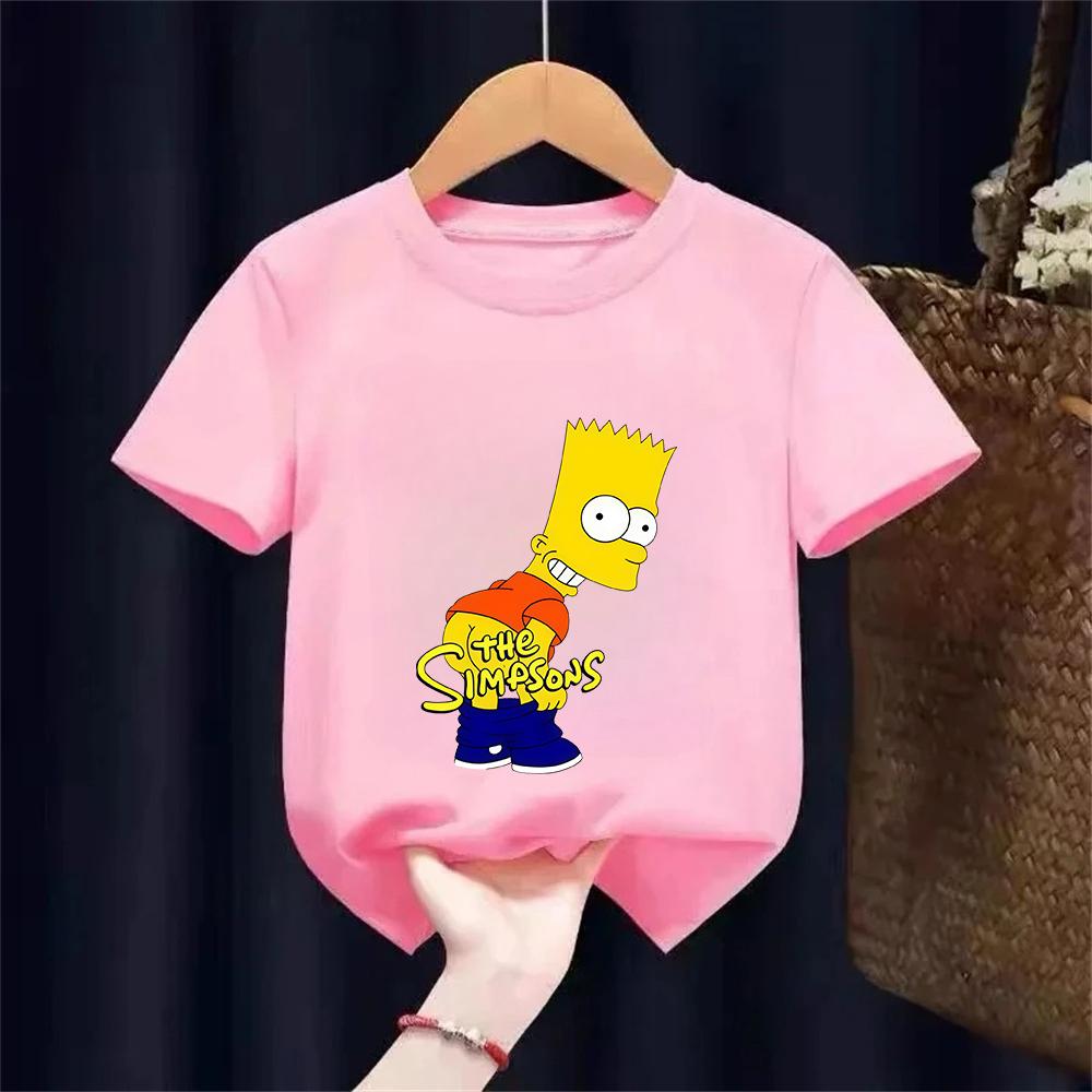 Simpsons Funny Printed TShirt Kids Fashion Trend Top Boys Girls All Seasons Cotton Crew Neck Short Sleeves