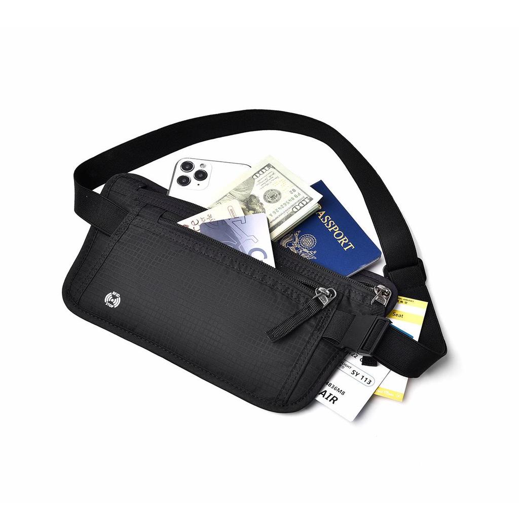 RFID Anti-Theft Passport & Phone Waist Bag for Travel, Tickets, Running & Sports