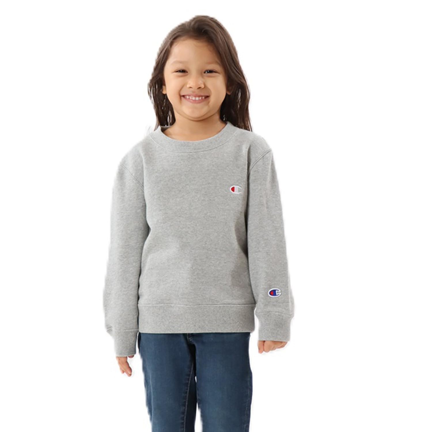 

Champion Long Sleeve with Embroidered Crew Kids Sweatshirt, 100% Cotton, USA, Logo, Neck, Basic, CK-Y001-070-160