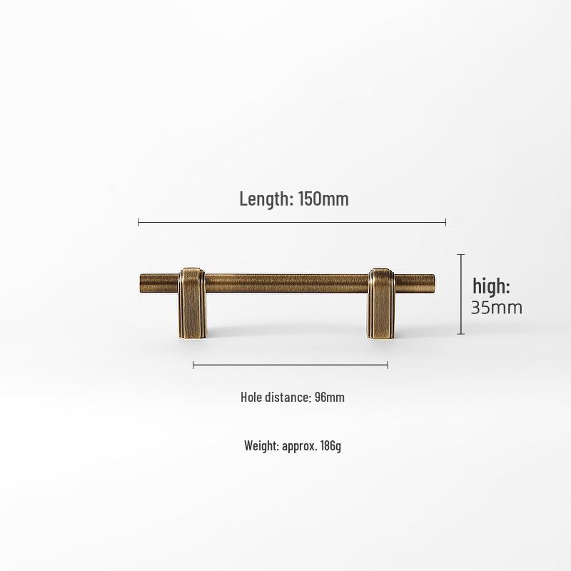 American Retro Brass Single-Hole Drawer Handle - French Vintage Style Pure Copper