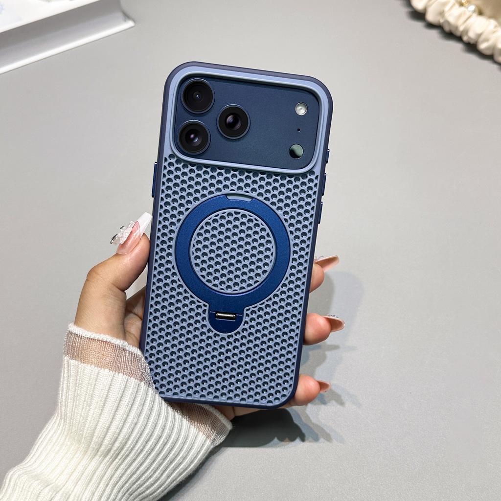 360 Rotating Kickstand Magnetic Phone Case for iPhone 17 Pro Max 16 Plus 15 14 13 12 11 Eat Dissipation Comfortable Grip Cover