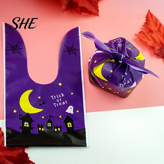 Transparent Cookie Bags with Drawstrings 48 Pcs Halloween Candy Bags, Kids Trick or Treat Goodie Cute Rabbit Small Containers for Party Ear