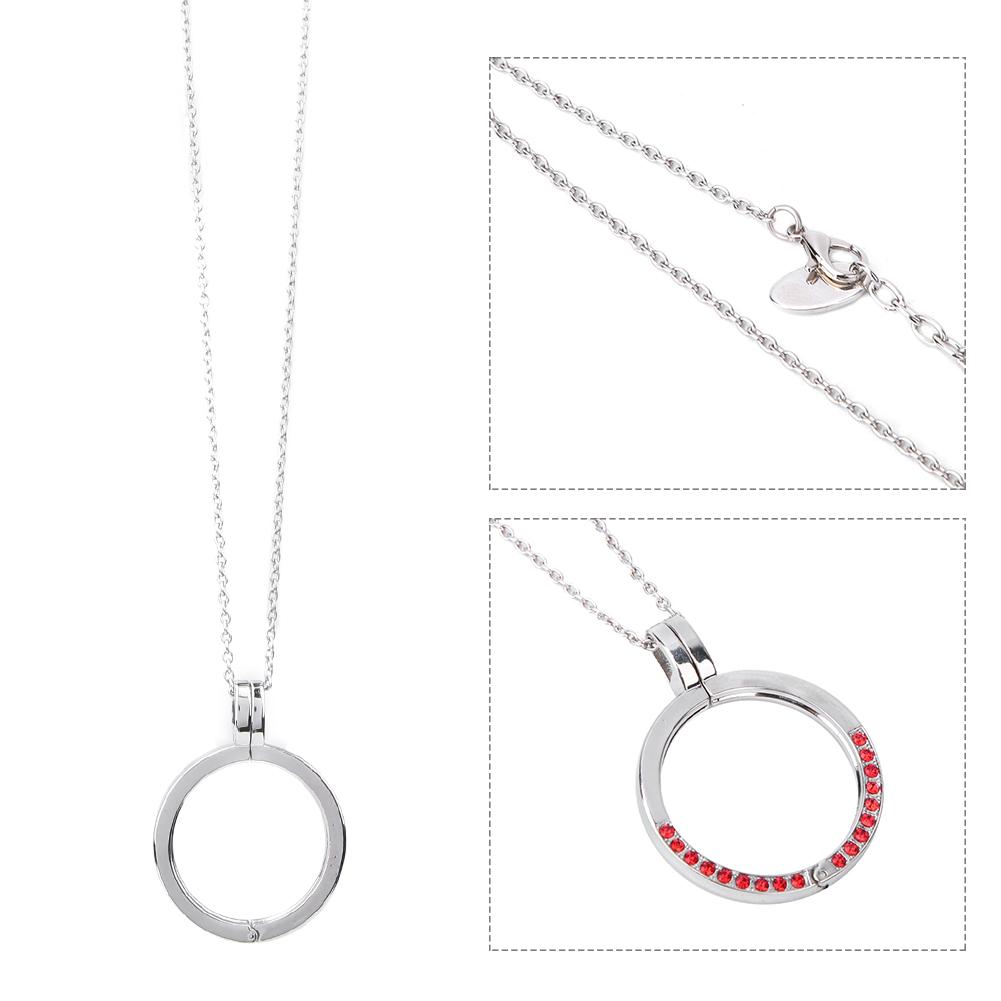 Stainless Steel Beautiful Jewel Accessory Pendant Chain Replacement Compatible for Misfit Shine 2 NecklaceRose Red