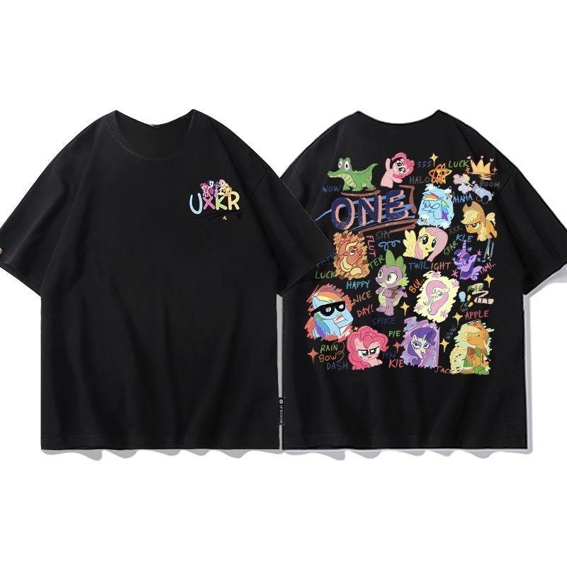 

2026 summer new Cotton shortsleeved summer clothing with cartoon Little Mermaid print stylish top for mediumsized children S