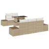 VidaXL Ensemble de Canapés de Jardin 6 Pièces avec Coussins Beige Poly Rattan 3349097