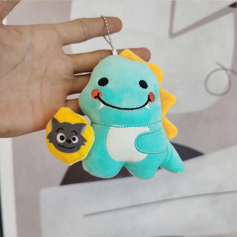 Charming Pink Plush Dinosaur Keychain Fluffy And Cuddly Stuffed Animal Pendant Chain Blue