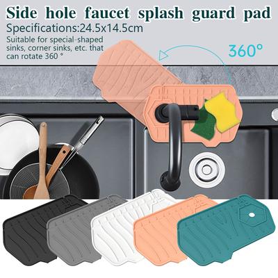 Kitchen Silicone Faucet Mat Sink Splash Guard Faucet Drainage Mat Drying Pad Kitchen Bathroom Double-sided Water Draining Pad