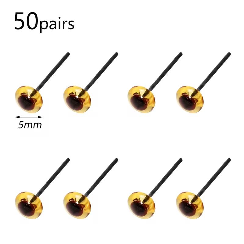 

Fenrry 5 мм 50 пар цветных пластиковых кукольных глаз, безопасные глаза, иглы для валяния своими руками для медведей, животных, кукол, поделок, игрушек, деталей, аксессуаров
