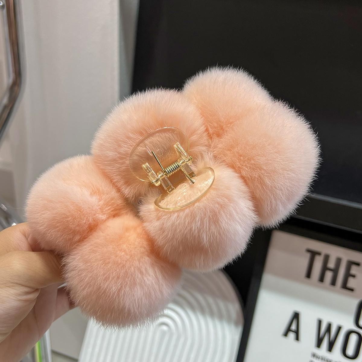 

Зимний темпераментный натуральный кроличий мех, коготь для волос, шариковый захват, большой плюшевый захват для волос на затылке, заколка в виде акулы, головной убор