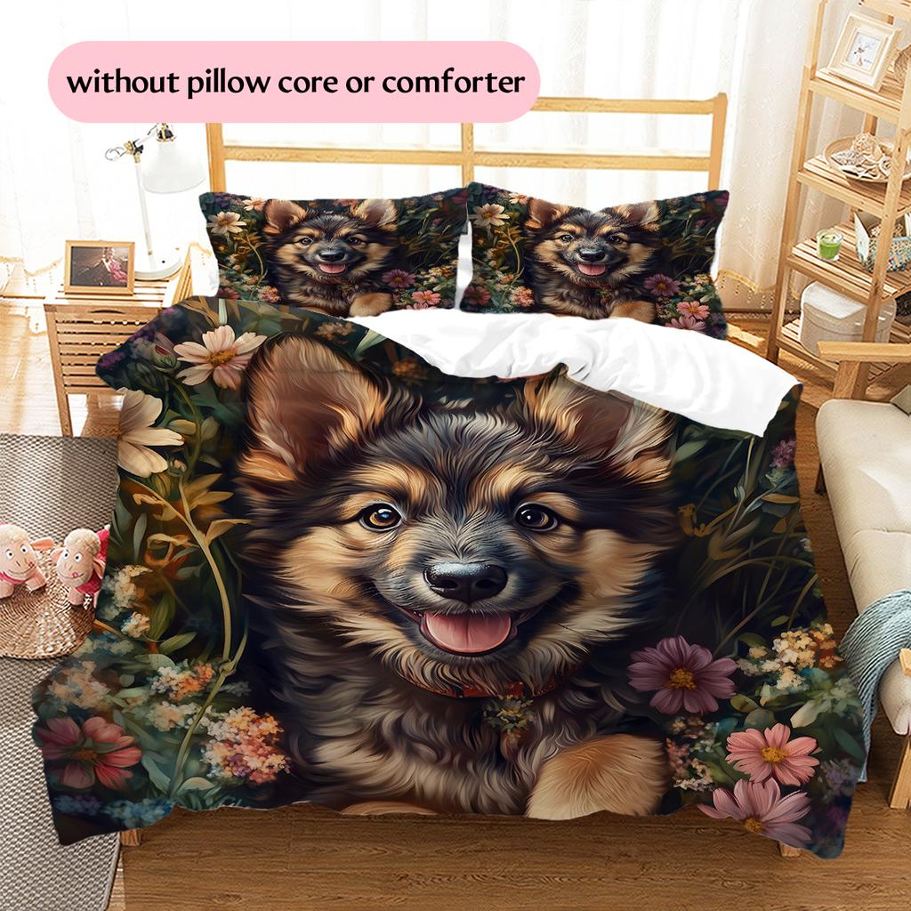 German Shepherd Pattern Bedding Home Decoration Birthday Gift (1 * duvet cover + 2 * pillowcase, without core)