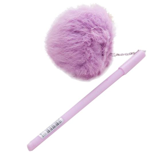 

0.5mm Black Ink Cute Girl Women Faux Fur Pom Pom Ball Pendant Gel Ink Pen Gift