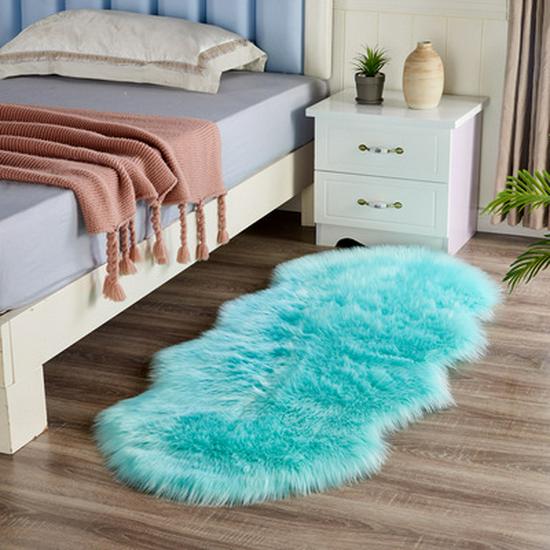 Modern Minimalist White Long-Pile Carpet for Bedroom, Living Room, or Decorative Display