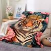 1pc Tiger Crown Floral Soft & Warm Polyester Knit Blanket, Digital Printed, All-Season Throw for Napping, Traveling, Sofa Yy250906046