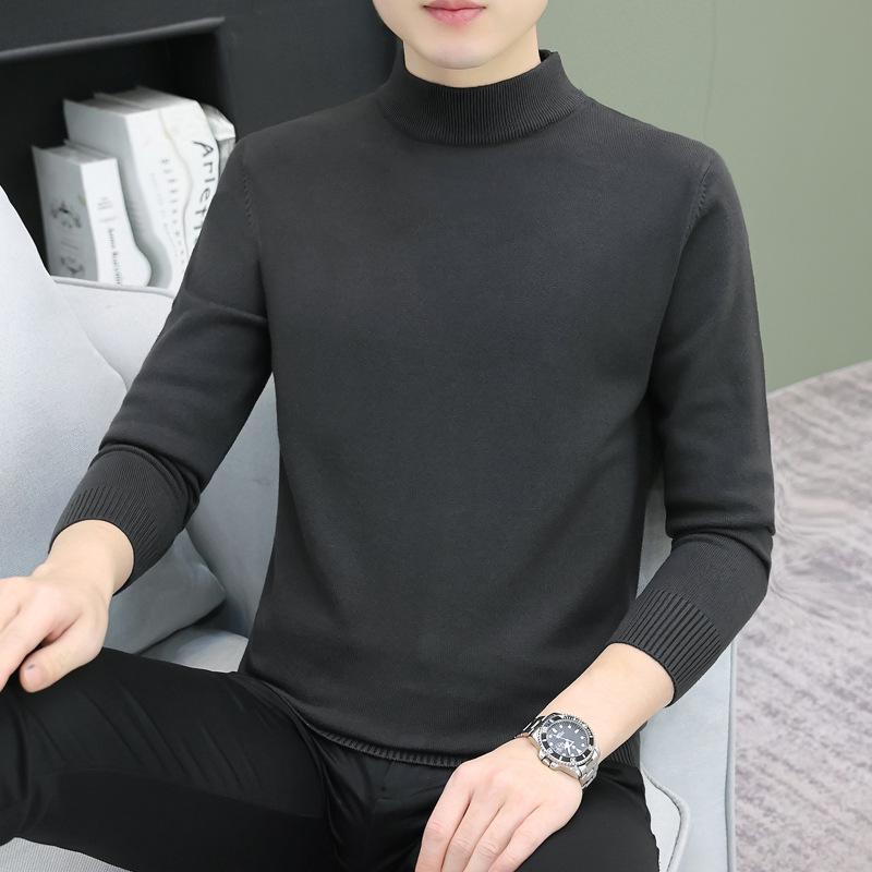 

Мужской свитер с длинным рукавом и воротником-стойкой: Теплая осенне-зимняя футболка-базовый слой L