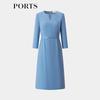 Ports Women's ALQ9D039TFB008 Round Neck Midi Dress