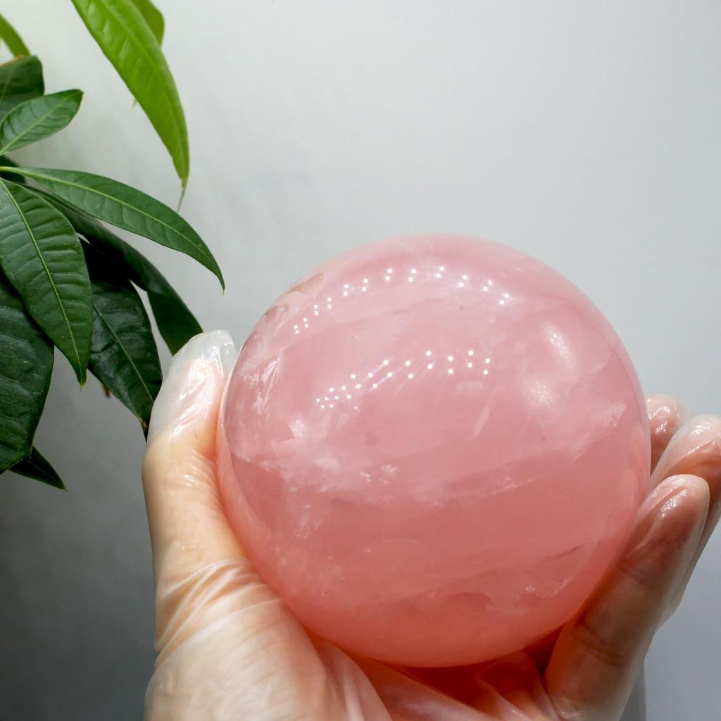 Star Rose Quartz Crystal Natural Carefully 88mm 878g Natural Crystal Raw Feng Good Love and Relationship Guardian Home New Ornament [TANAKA YA] Ball,