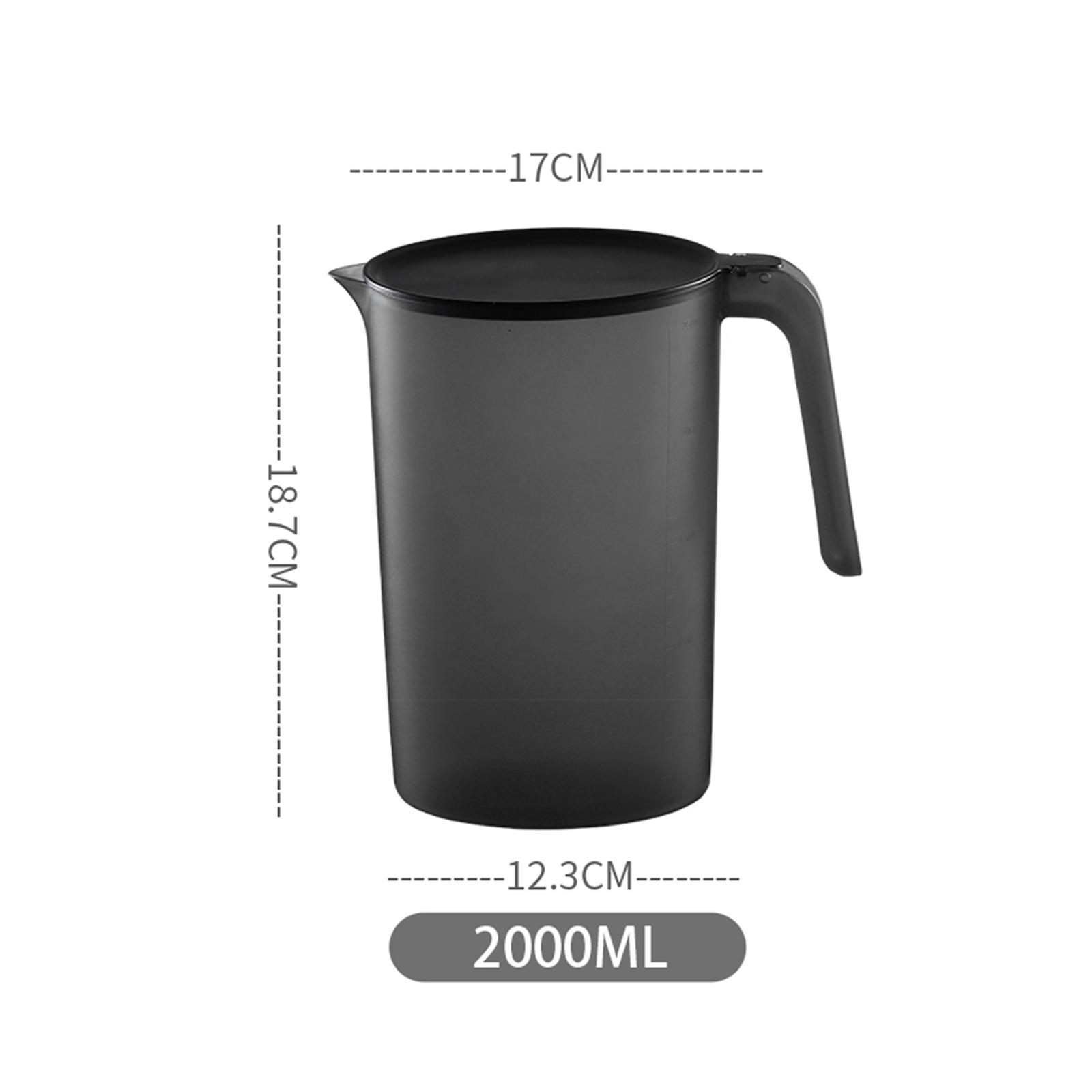 

2.0 Liter Water Jug Pitcher with Scale Easy to Fill Mix Drinks Container Heat Resistant Water Jar with Lid Tea Kettle for Picnic чорний