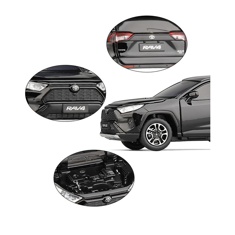1/32 skala støpt legering Toyota RAV4 Lekebil, Forhjulsbil med lys og lyd, Døråpning til gave til barn, Bursdagsgave for barn