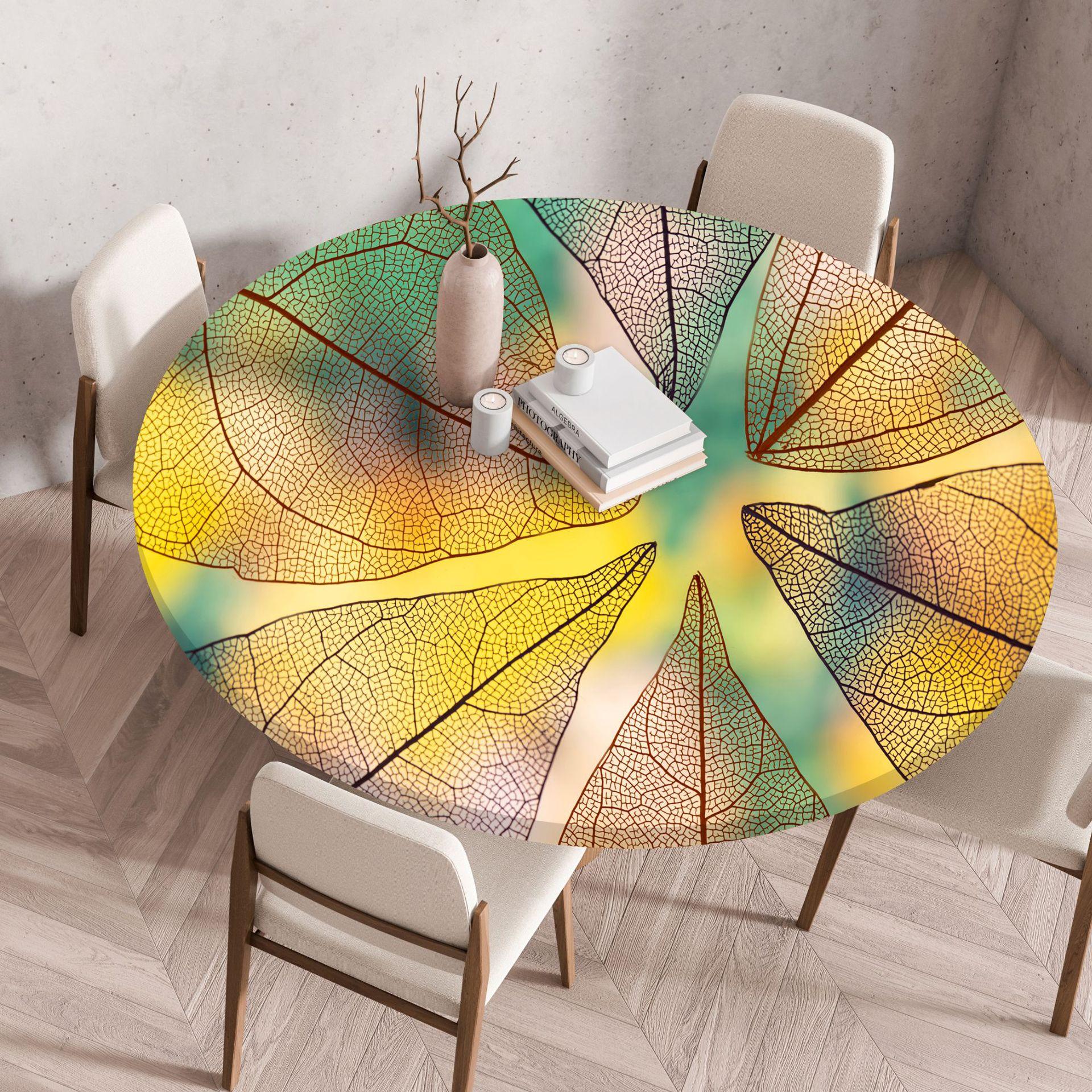 

60-140cm Leaf Tablecloth Plant Outdoor Round Table Cover Fashion Pattern Table Mat for Banquet Christmas Party Dining Decor 60cm