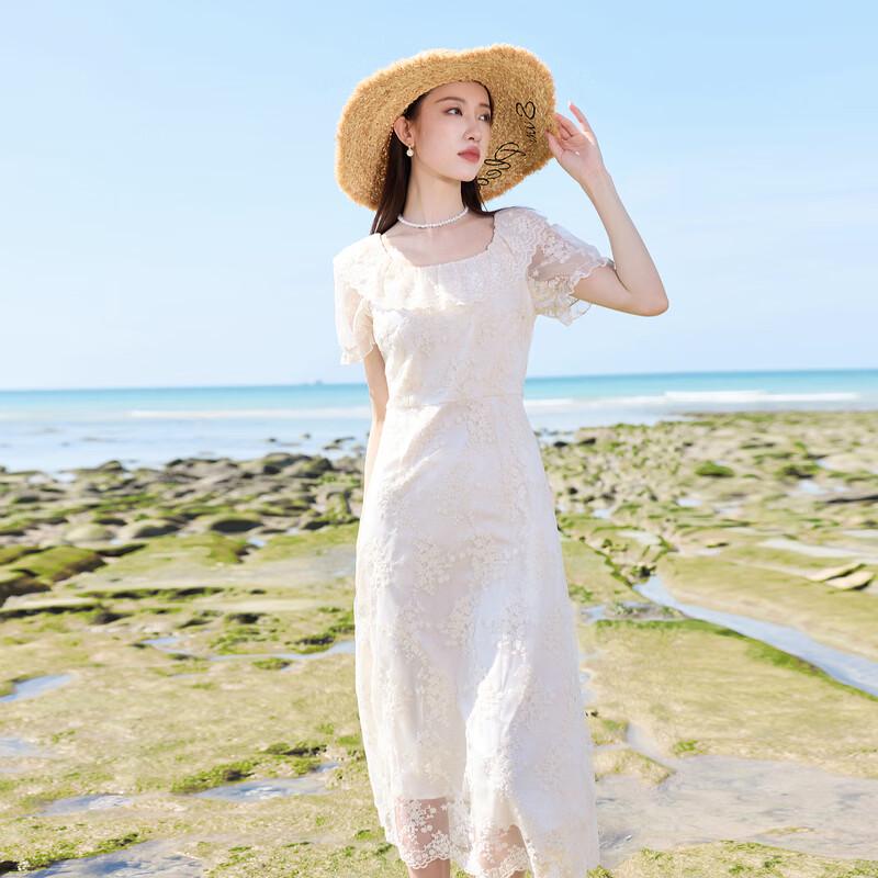 Women's Plus Size Embroidered Square Neck A-Line Maxi Dress