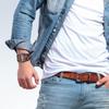 Men's wristwatch, leather band, Japanese quartz movement, dual time, sports watch, waterproof, fashion accessory.