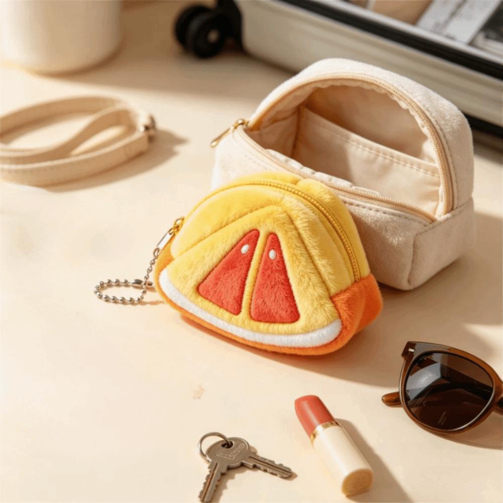 Soft Plush Earphone Bag Zipper Pouch Mini Purse Storage Bag Plush Coin Purse Daily Use