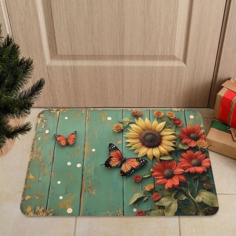 

Floral Decorative Doormat Holiday Floor Carpet for Spring Living Room Bedroom Entrance Rug Mat Nonslip Welcome Rug 40x60cm