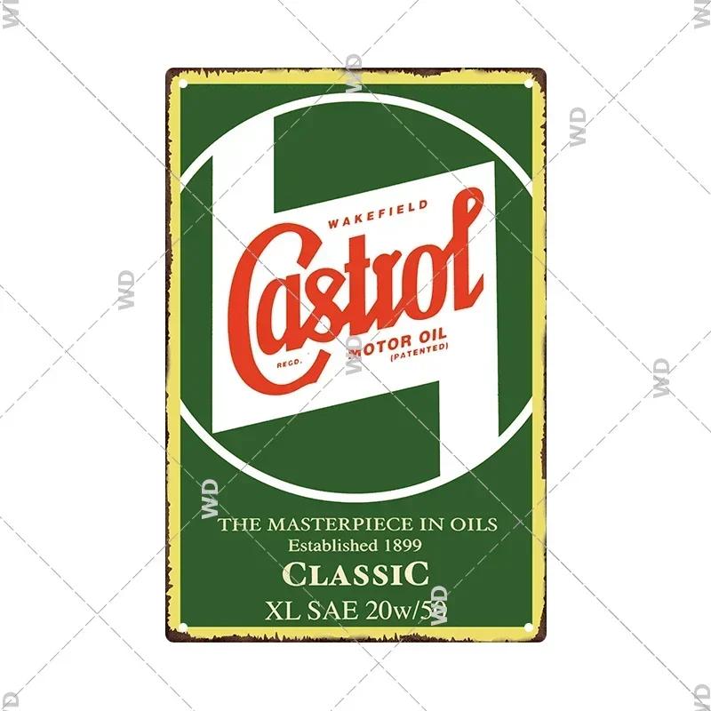 Castrol Motoröl Blechschild - Perfekt für Vintage Garagendekor - Tankstellenstil Wandplatte