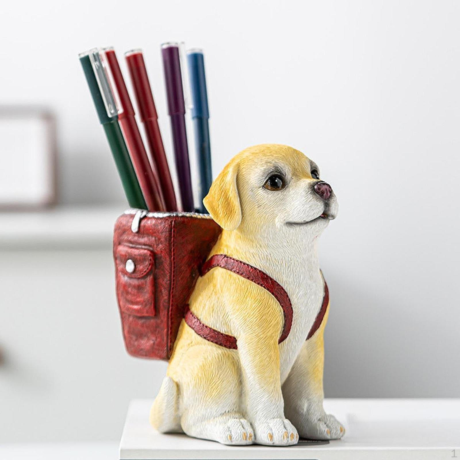 

Мила собачка Тримач для ручки Настільний олівець Органайзер Пензлі для макіяжу Скульптура червоний