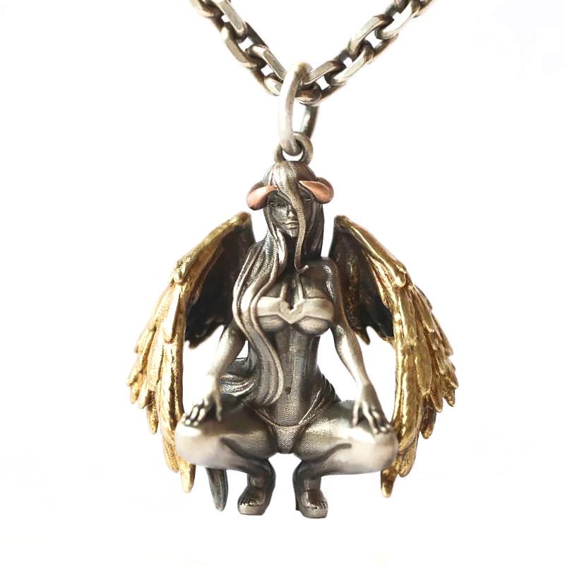 Ka Yi Trendy Angel & Devil Necklace Pendant for Men and Women - Fashionable Sweater Chain